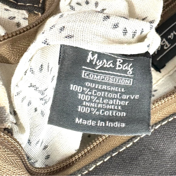 Myra Bag Artist's Impression Hairon Flapover Canvas & Leather Backpack Boho Chic - Picture 7 of 9